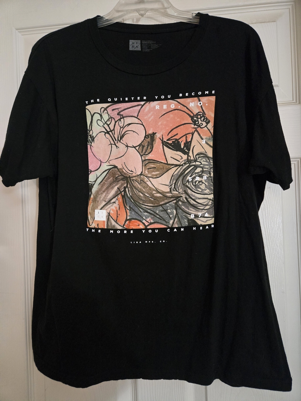 LIRA Clothing The Quieter You Become Floral Graphic Tee Black L